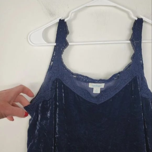 Sundance Crushed Velvet Tank Top Womens Size S Silk Blend Dark Navy Blue - Picture 4 of 4